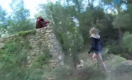 Outdoor Deep Throating and Monk Blowjob