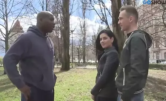 BF Watches Intense Interracial Sex Brunette and BBC Fuck Passionately